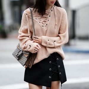 Lace Up Chunky Sweater